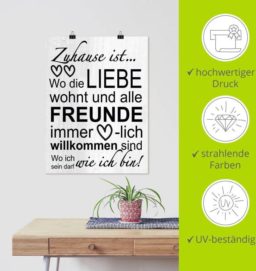 Artland Artprint Waar de liefde woont als artprint van aluminium artprint voor buiten artprint op linnen poster muursticker