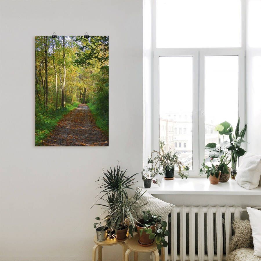 Artland Artprint Weg in het herfstbos als poster muursticker in verschillende maten