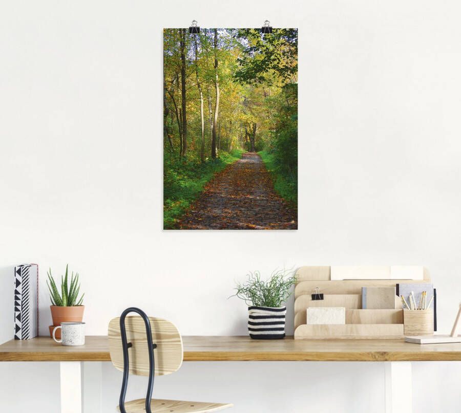 Artland Artprint Weg in het herfstbos als poster muursticker in verschillende maten