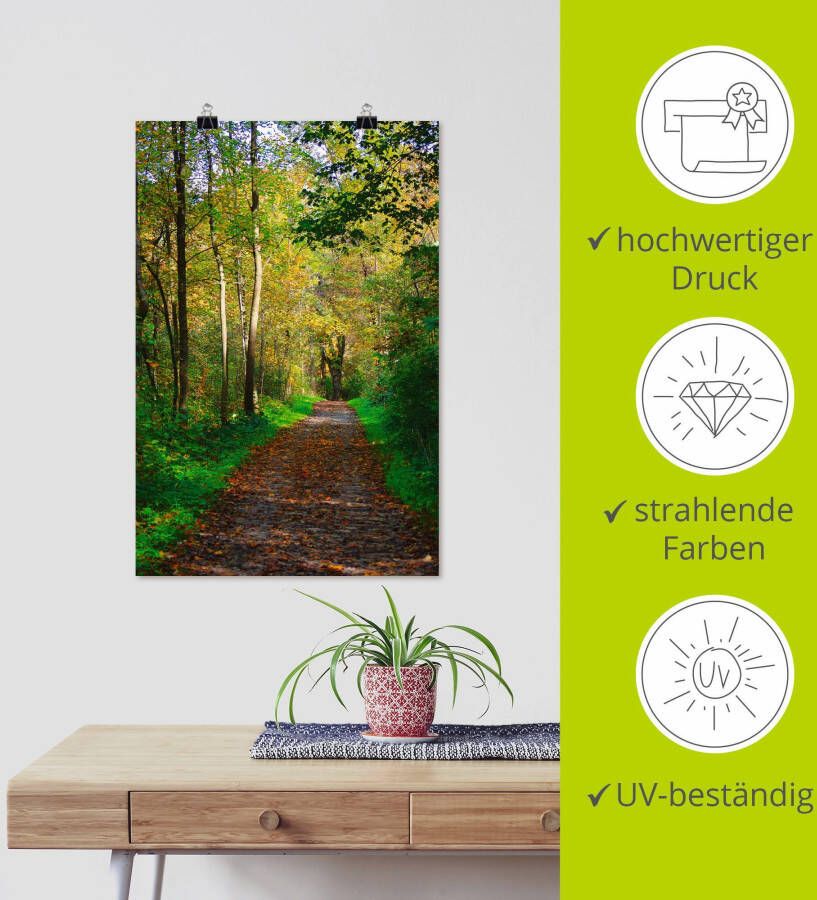 Artland Artprint Weg in het herfstbos als poster muursticker in verschillende maten