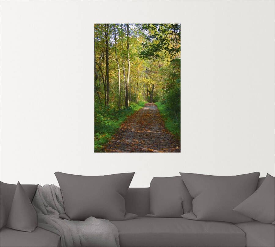 Artland Artprint Weg in het herfstbos als poster muursticker in verschillende maten