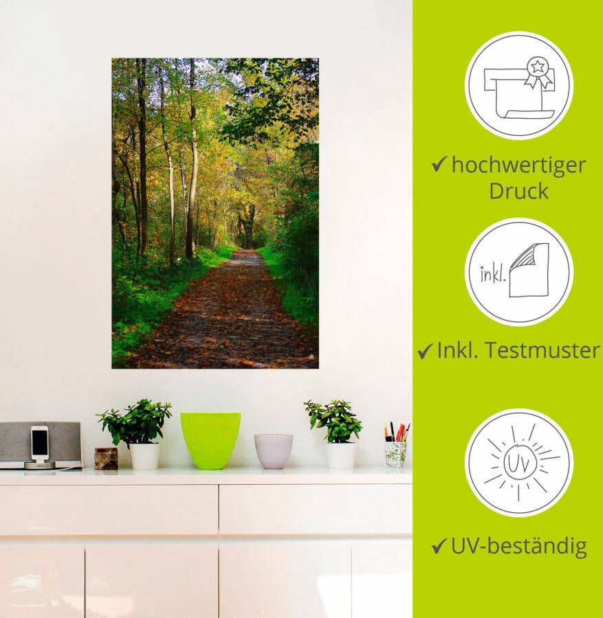 Artland Artprint Weg in het herfstbos als poster muursticker in verschillende maten