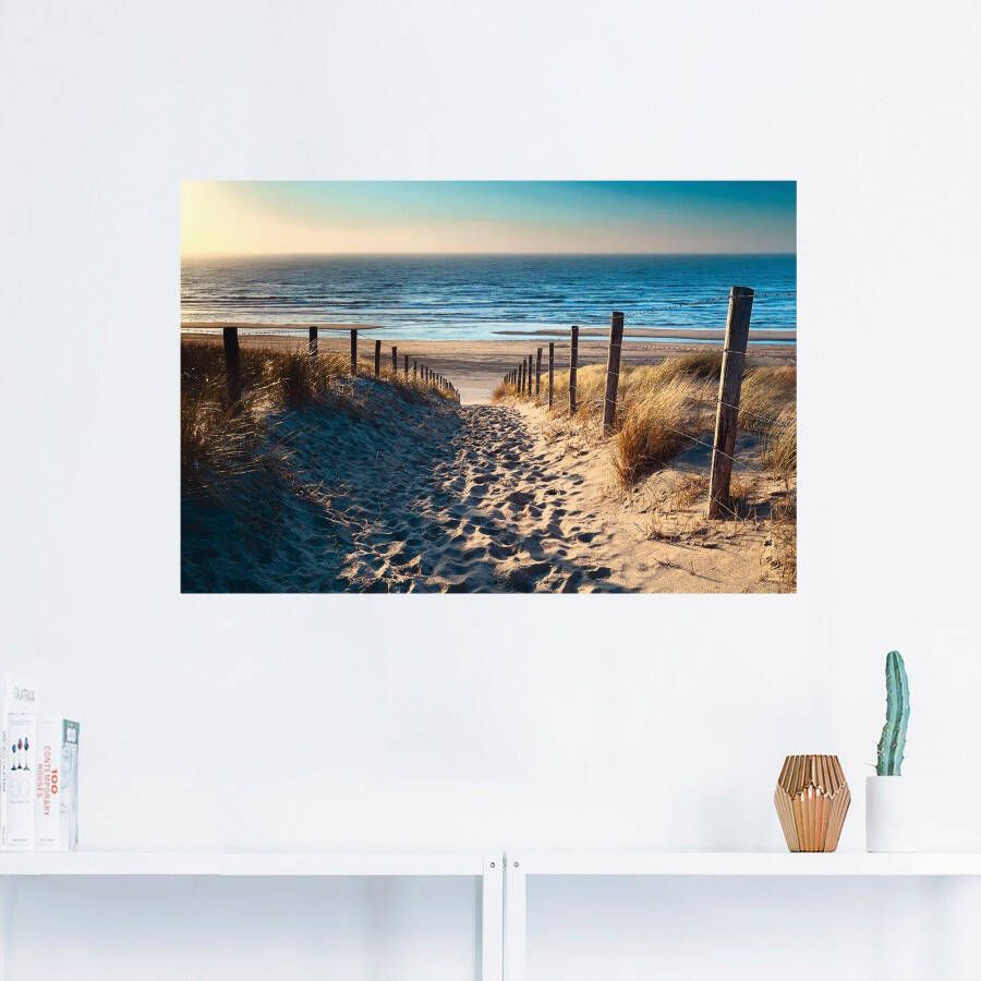 Artland Artprint Weg naar het Noordzeestrand zonsondergang als artprint van aluminium artprint voor buiten artprint op linnen poster muursticker