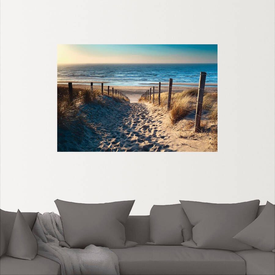 Artland Artprint Weg naar het Noordzeestrand zonsondergang als artprint van aluminium artprint voor buiten artprint op linnen poster muursticker