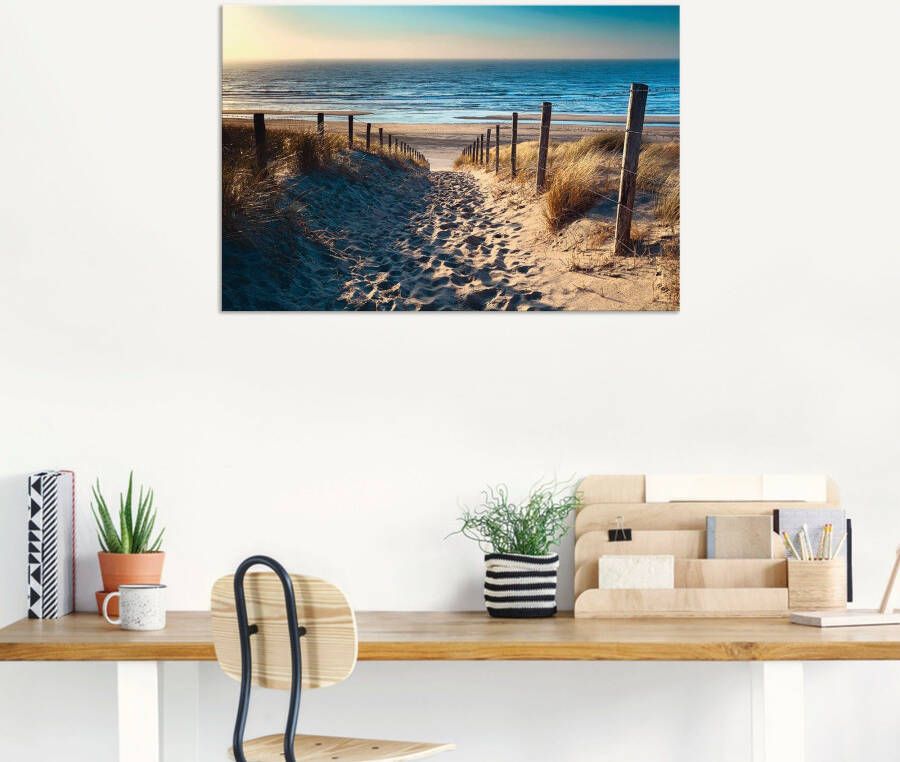 Artland Artprint Weg naar het Noordzeestrand zonsondergang als artprint van aluminium artprint voor buiten artprint op linnen poster muursticker