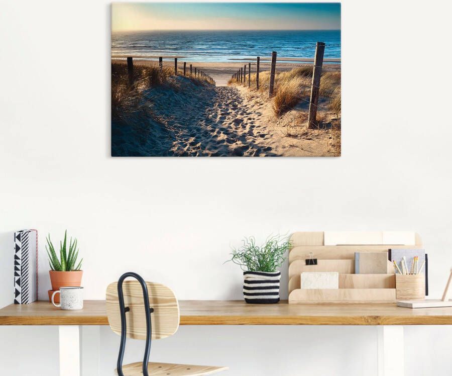 Artland Artprint Weg naar het Noordzeestrand zonsondergang als artprint van aluminium artprint voor buiten artprint op linnen poster muursticker