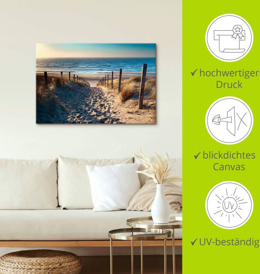 Artland Artprint Weg naar het Noordzeestrand zonsondergang als artprint van aluminium artprint voor buiten artprint op linnen poster muursticker