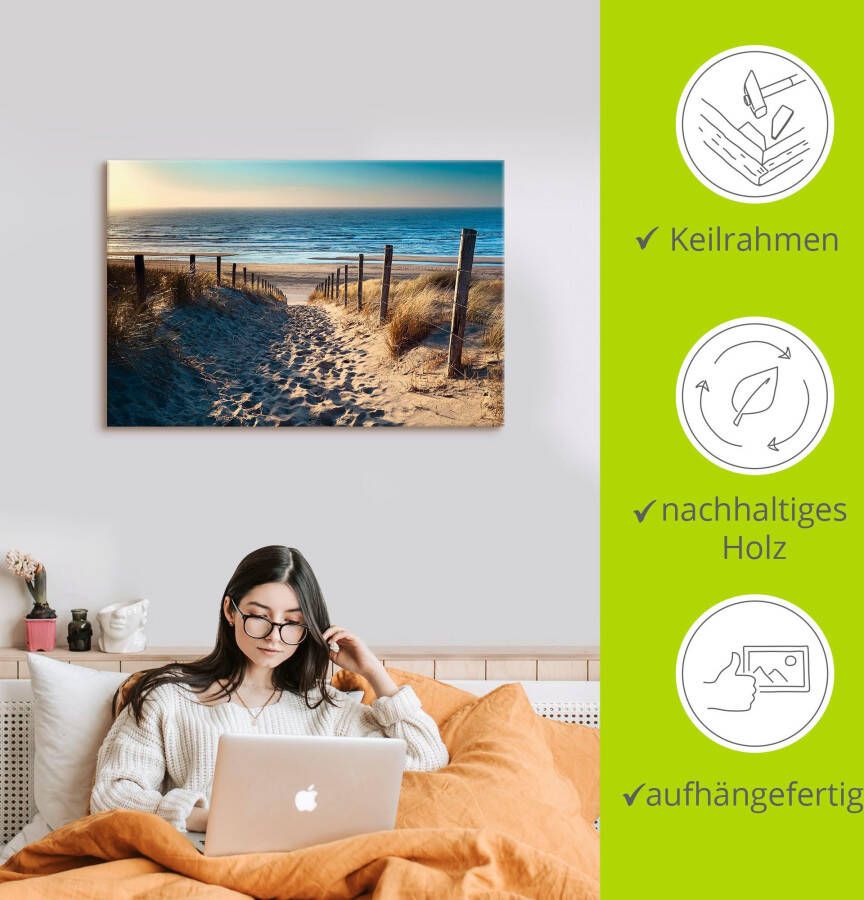 Artland Artprint Weg naar het Noordzeestrand zonsondergang als artprint van aluminium artprint voor buiten artprint op linnen poster muursticker