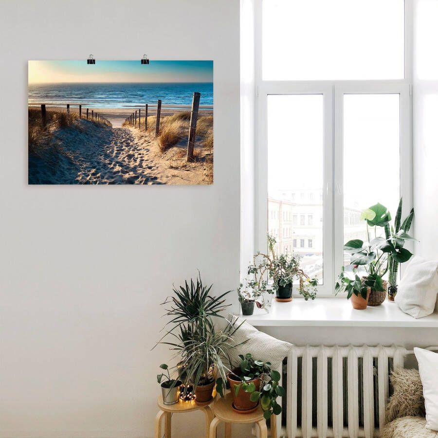 Artland Artprint Weg naar het Noordzeestrand zonsondergang als artprint van aluminium artprint voor buiten artprint op linnen poster muursticker