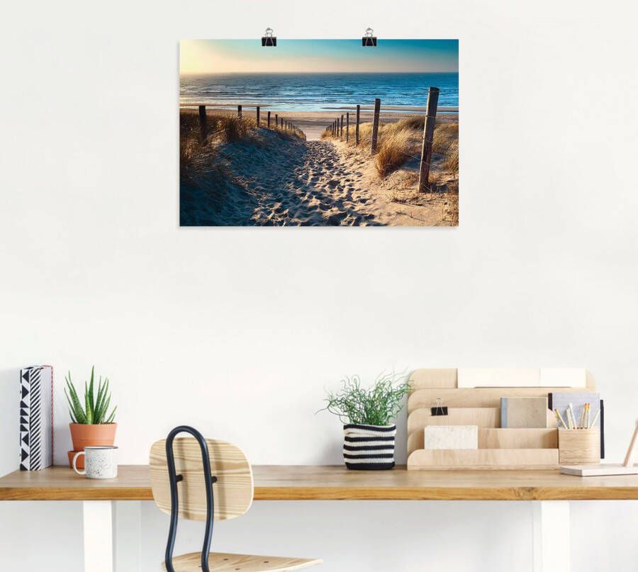 Artland Artprint Weg naar het Noordzeestrand zonsondergang als artprint van aluminium artprint voor buiten artprint op linnen poster muursticker