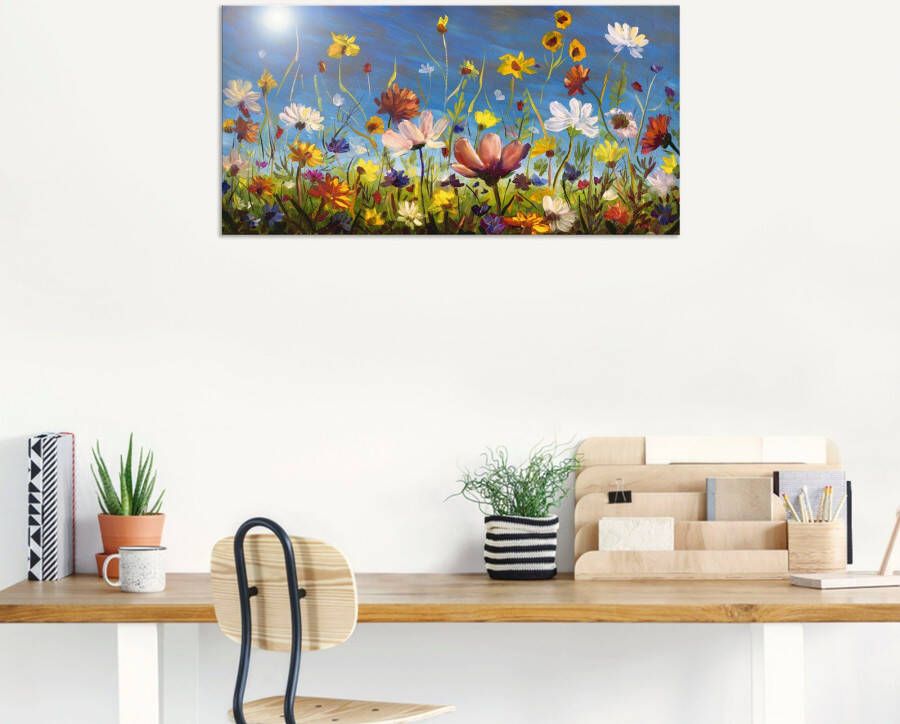 Artland Artprint Weide met wilde bloemen blauwe hemel als artprint van aluminium artprint voor buiten artprint op linnen poster muursticker