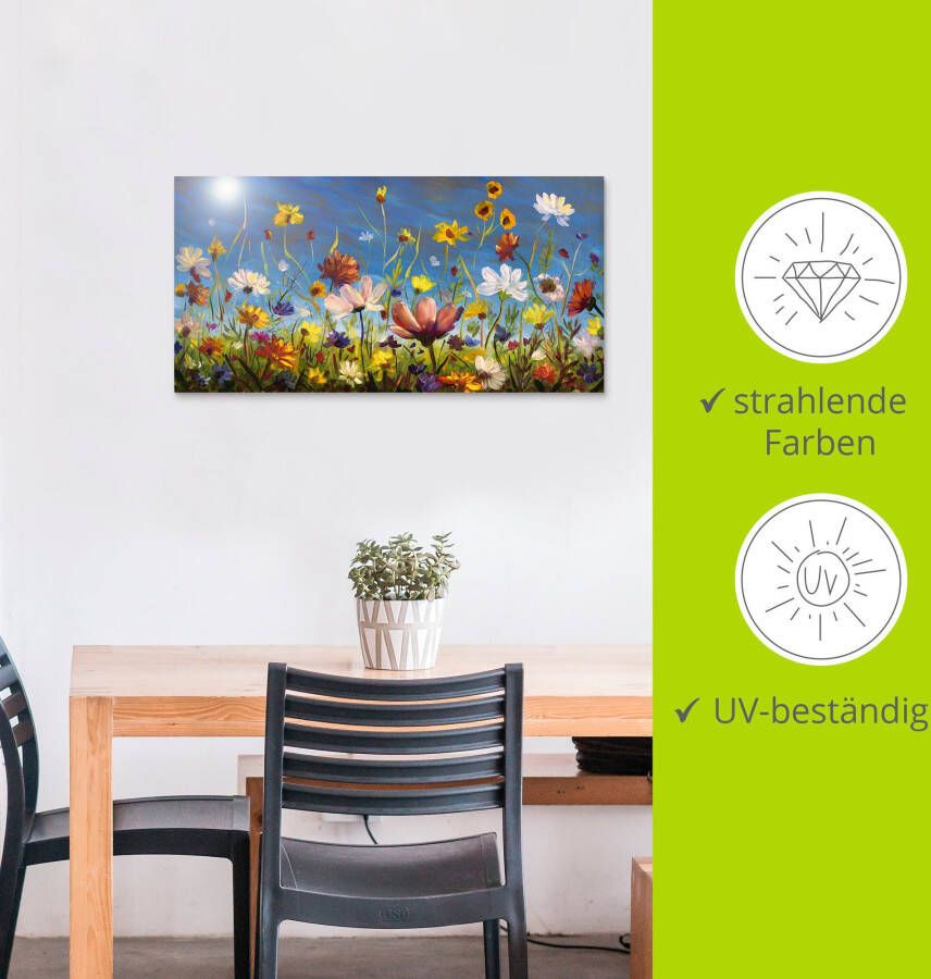 Artland Artprint Weide met wilde bloemen blauwe hemel als artprint van aluminium artprint voor buiten artprint op linnen poster muursticker