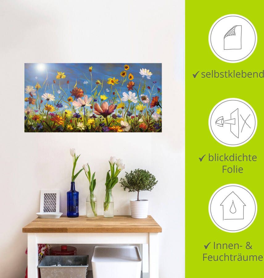 Artland Artprint Weide met wilde bloemen blauwe hemel als artprint van aluminium artprint voor buiten artprint op linnen poster muursticker