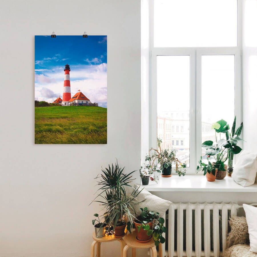 Artland Artprint Westerhever vuurtoren als artprint van aluminium artprint voor buiten artprint op linnen poster in verschillende maten. maten