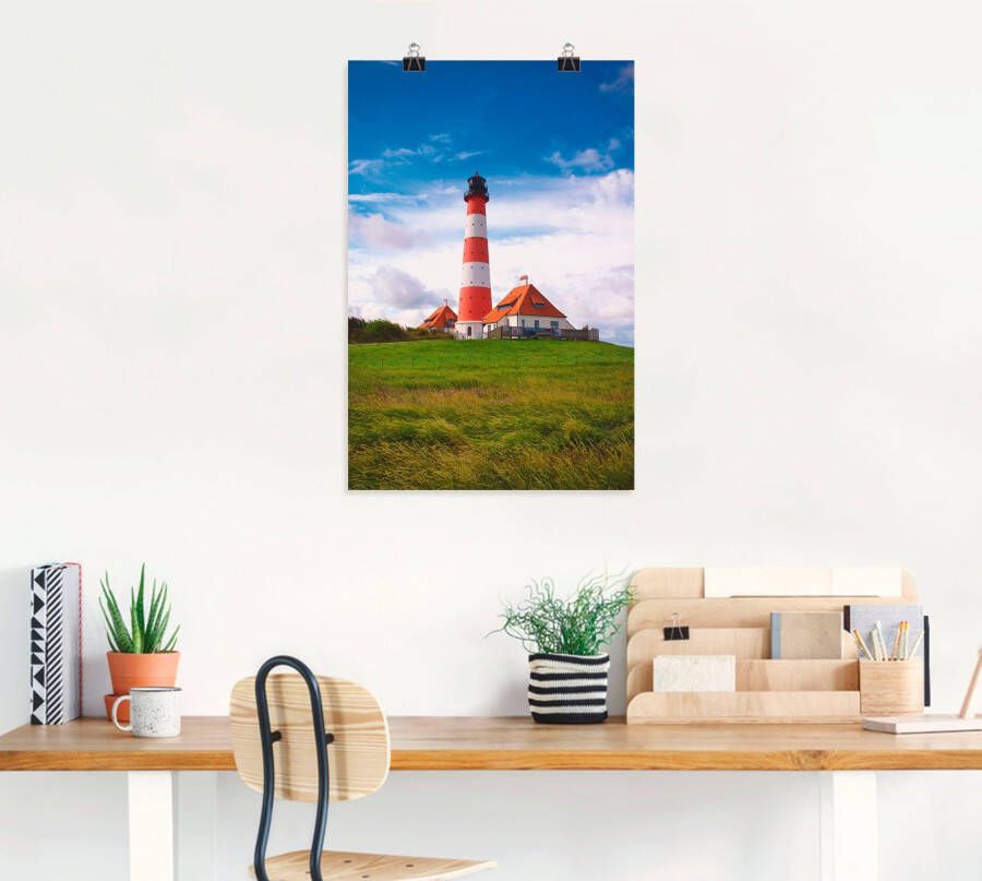 Artland Artprint Westerhever vuurtoren als artprint van aluminium artprint voor buiten artprint op linnen poster in verschillende maten. maten