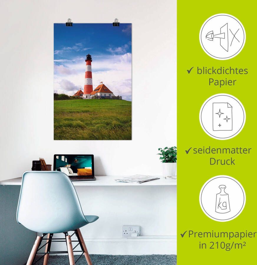 Artland Artprint Westerhever vuurtoren als artprint van aluminium artprint voor buiten artprint op linnen poster in verschillende maten. maten