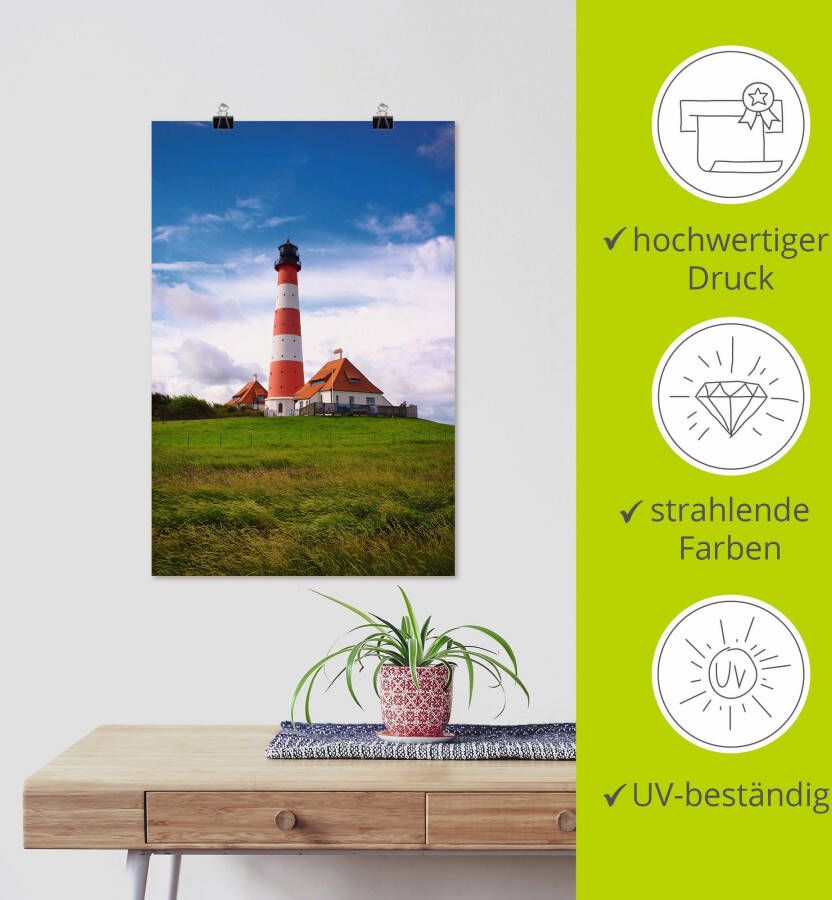 Artland Artprint Westerhever vuurtoren als artprint van aluminium artprint voor buiten artprint op linnen poster in verschillende maten. maten