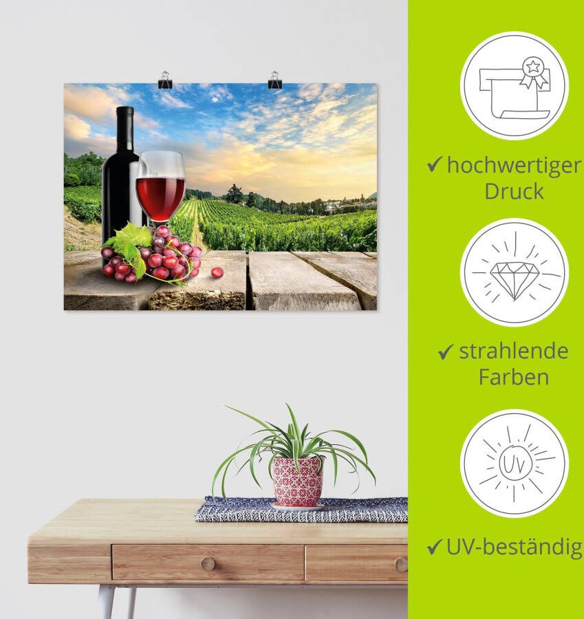 Artland Artprint Wijn voor wijnbergen als artprint van aluminium artprint voor buiten poster muursticker in diverse maten formaten