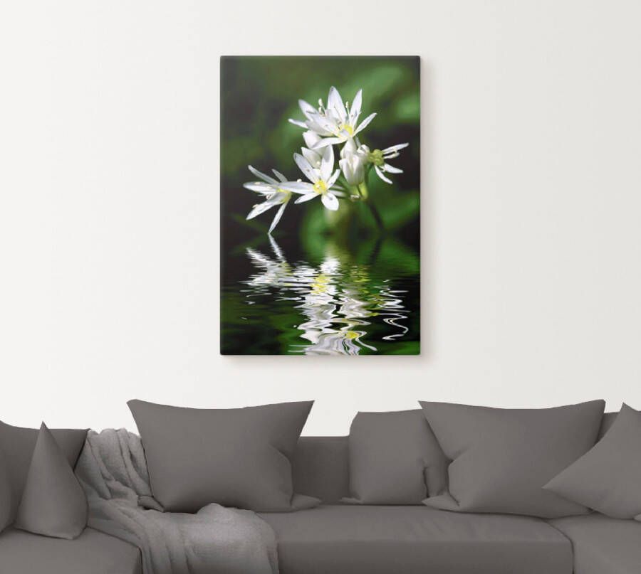 Artland Artprint Wildeknoflookbloemen met waterspiegeling als artprint op linnen poster in verschillende formaten maten