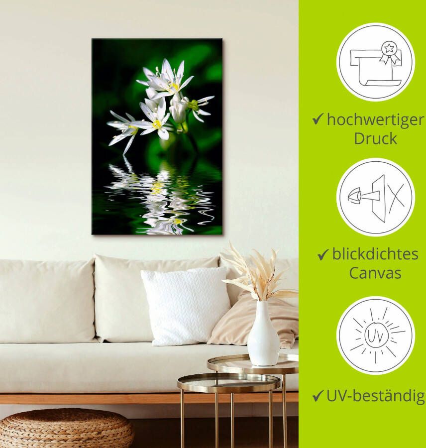 Artland Artprint Wildeknoflookbloemen met waterspiegeling als artprint op linnen poster in verschillende formaten maten