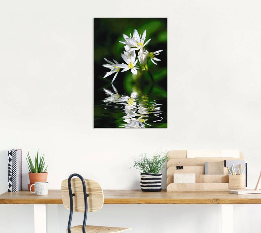 Artland Artprint Wildeknoflookbloemen met waterspiegeling als artprint op linnen poster in verschillende formaten maten - Foto 2