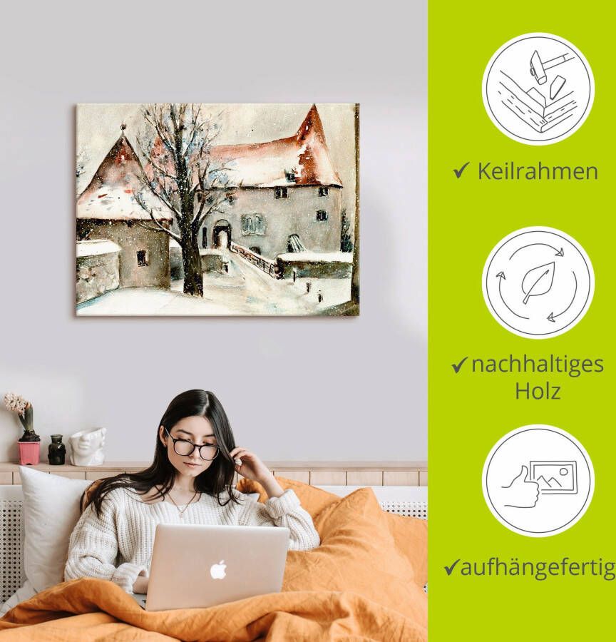 Artland Artprint Winter op de burcht als artprint op linnen poster muursticker in verschillende maten