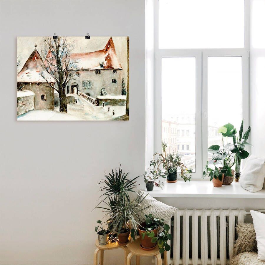 Artland Artprint Winter op de burcht als artprint op linnen poster muursticker in verschillende maten