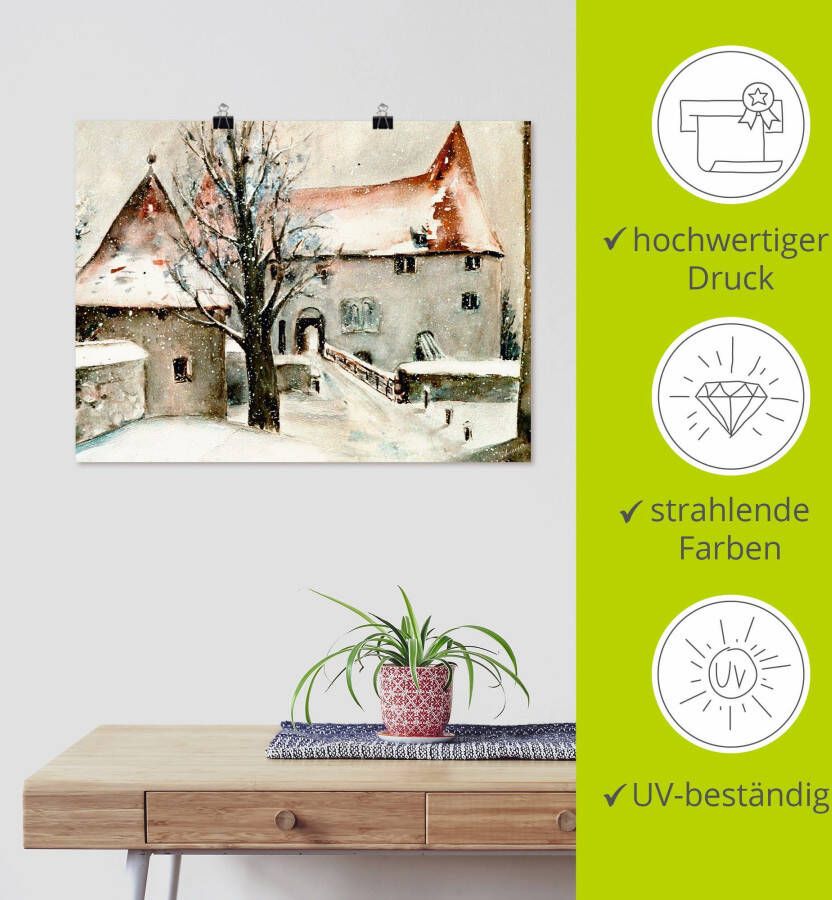 Artland Artprint Winter op de burcht als artprint op linnen poster muursticker in verschillende maten