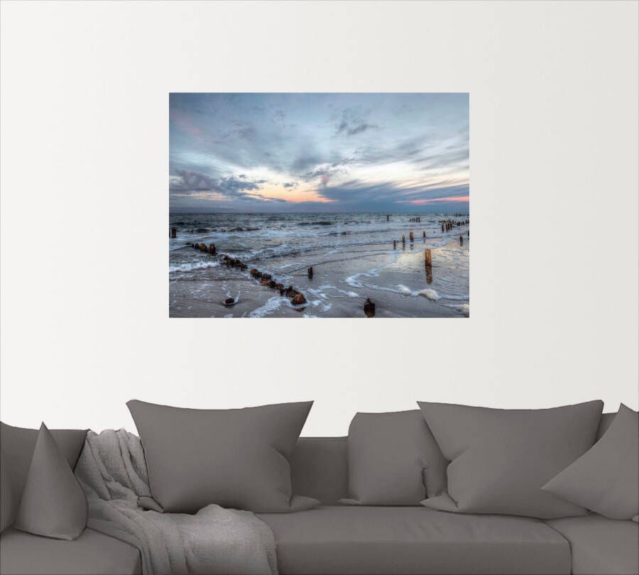 Artland Artprint Winter zonsondergang aan zee als artprint op linnen poster muursticker in verschillende maten - Foto 2