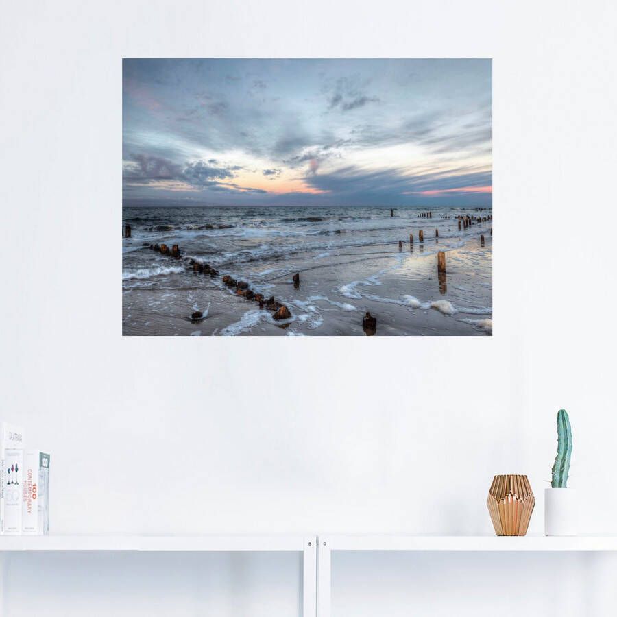 Artland Artprint Winter zonsondergang aan zee als artprint op linnen poster muursticker in verschillende maten - Foto 3