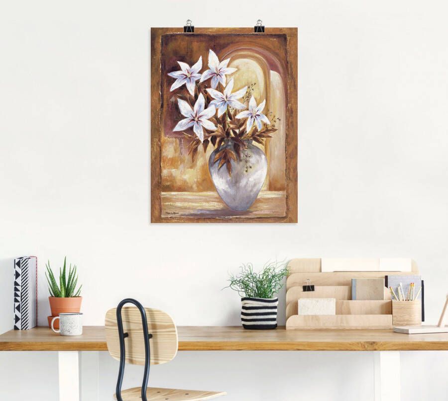 Artland Artprint Witte bloemen in vaas II als artprint op linnen poster in verschillende formaten maten