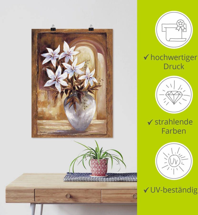 Artland Artprint Witte bloemen in vaas II als artprint op linnen poster in verschillende formaten maten