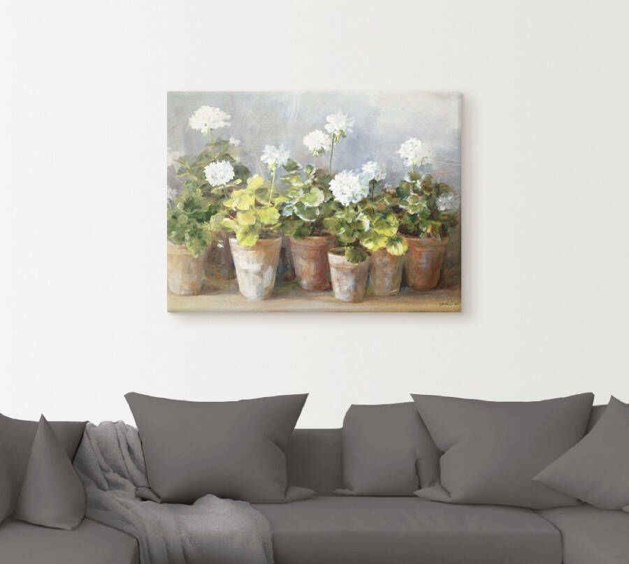 Artland Artprint Witte geraniums als artprint op linnen poster in verschillende formaten maten