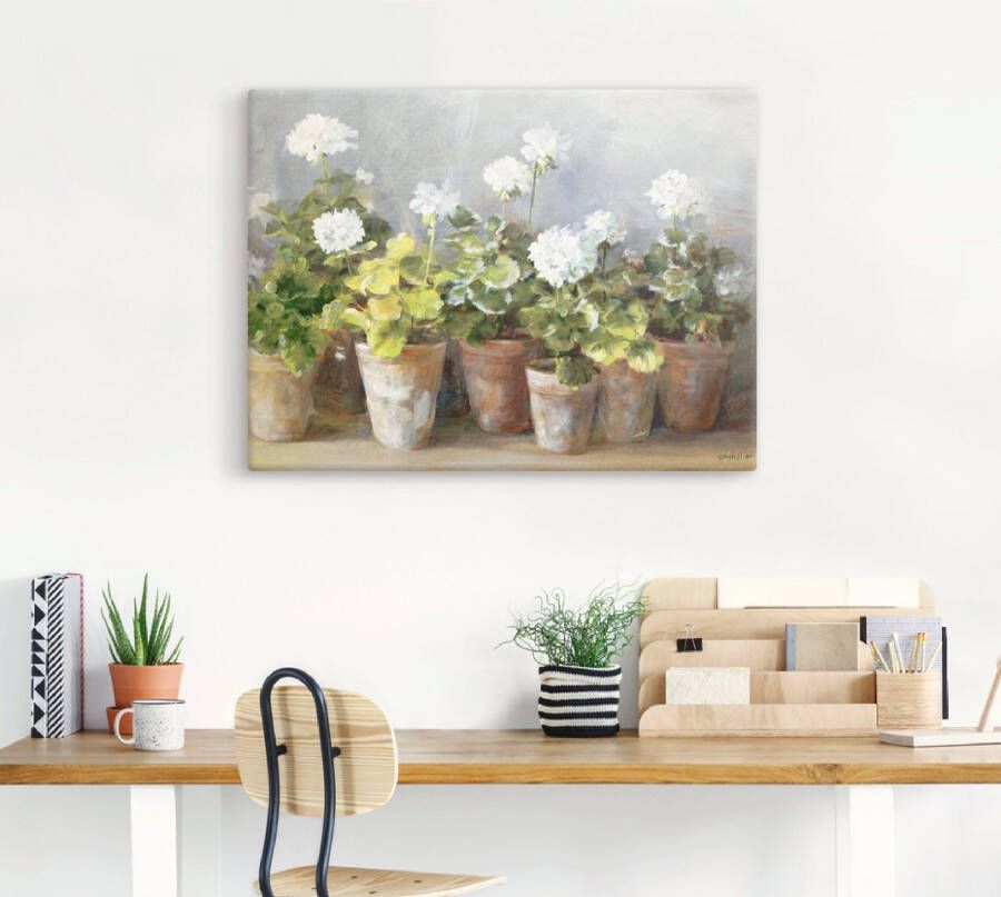 Artland Artprint Witte geraniums als artprint op linnen poster in verschillende formaten maten