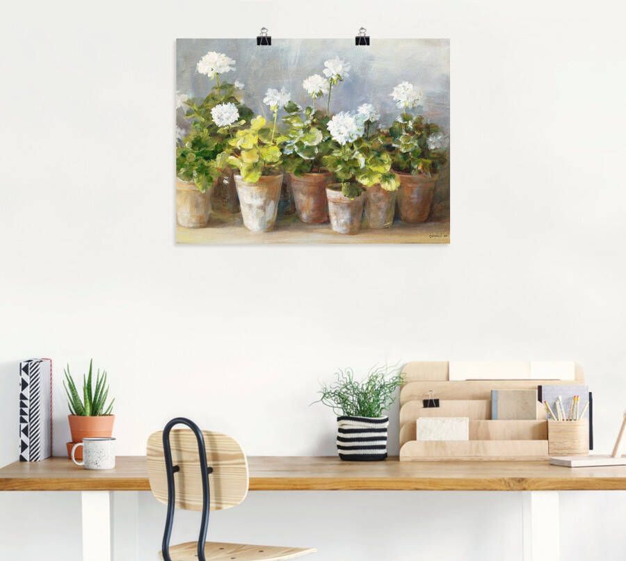 Artland Artprint Witte geraniums als artprint op linnen poster in verschillende formaten maten