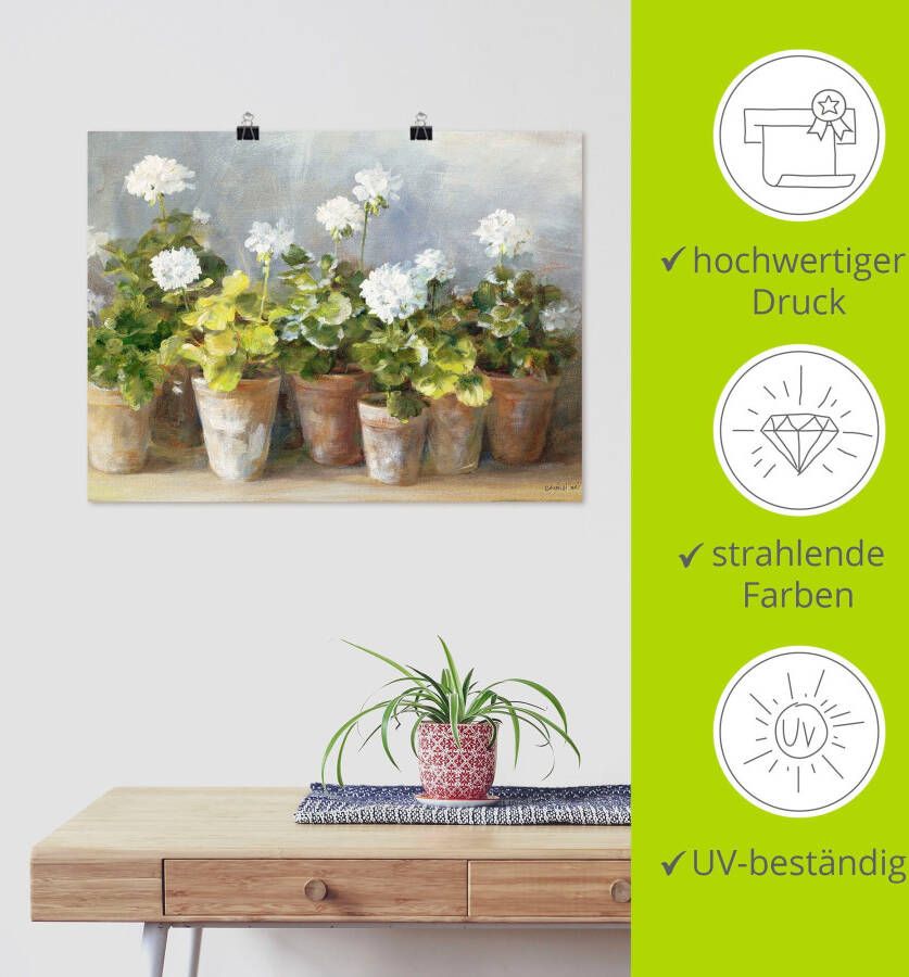 Artland Artprint Witte geraniums als artprint op linnen poster in verschillende formaten maten