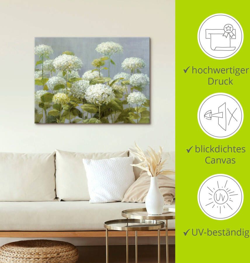 Artland Artprint Witte hortensia's tuin als artprint op linnen poster muursticker in verschillende maten