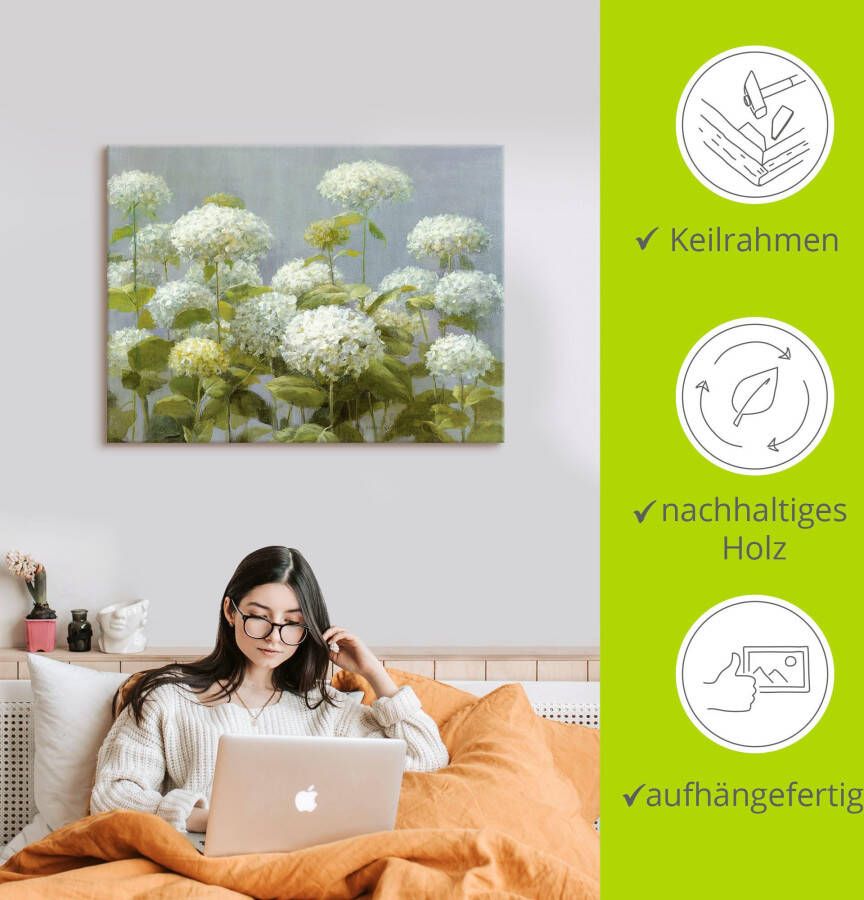 Artland Artprint Witte hortensia's tuin als artprint op linnen poster muursticker in verschillende maten