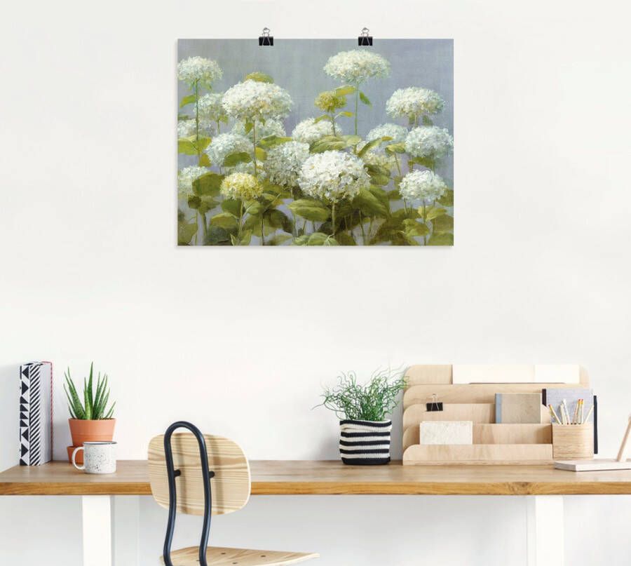 Artland Artprint Witte hortensia's tuin als artprint op linnen poster muursticker in verschillende maten