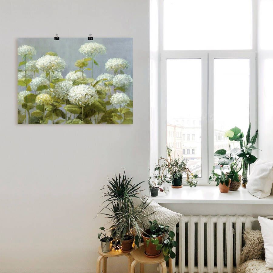 Artland Artprint Witte hortensia's tuin als artprint op linnen poster muursticker in verschillende maten