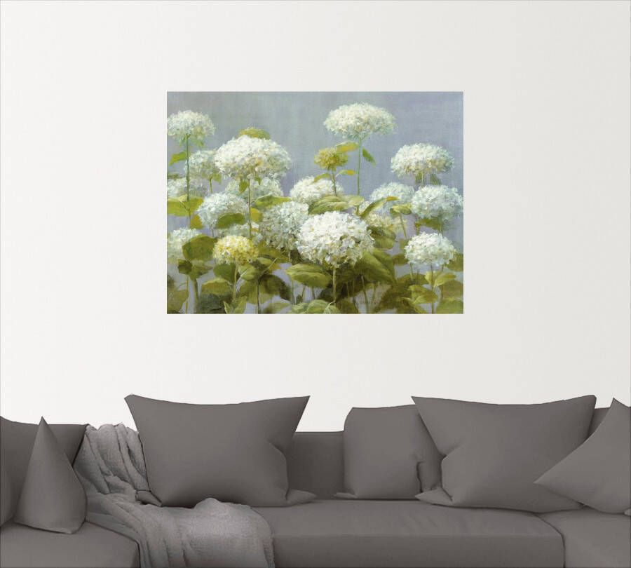 Artland Artprint Witte hortensia's tuin als artprint op linnen poster muursticker in verschillende maten