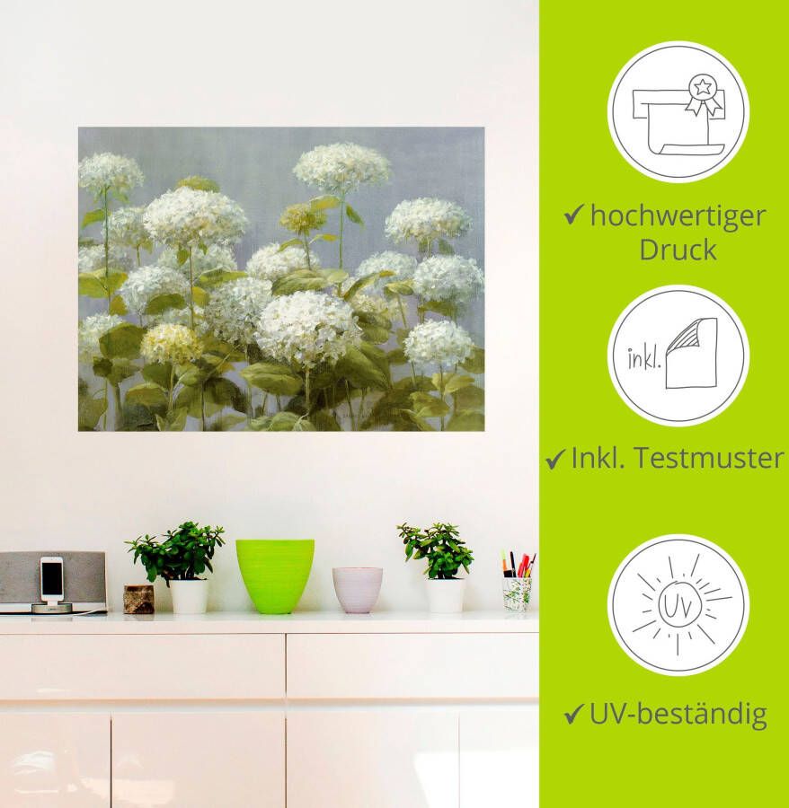 Artland Artprint Witte hortensia's tuin als artprint op linnen poster muursticker in verschillende maten