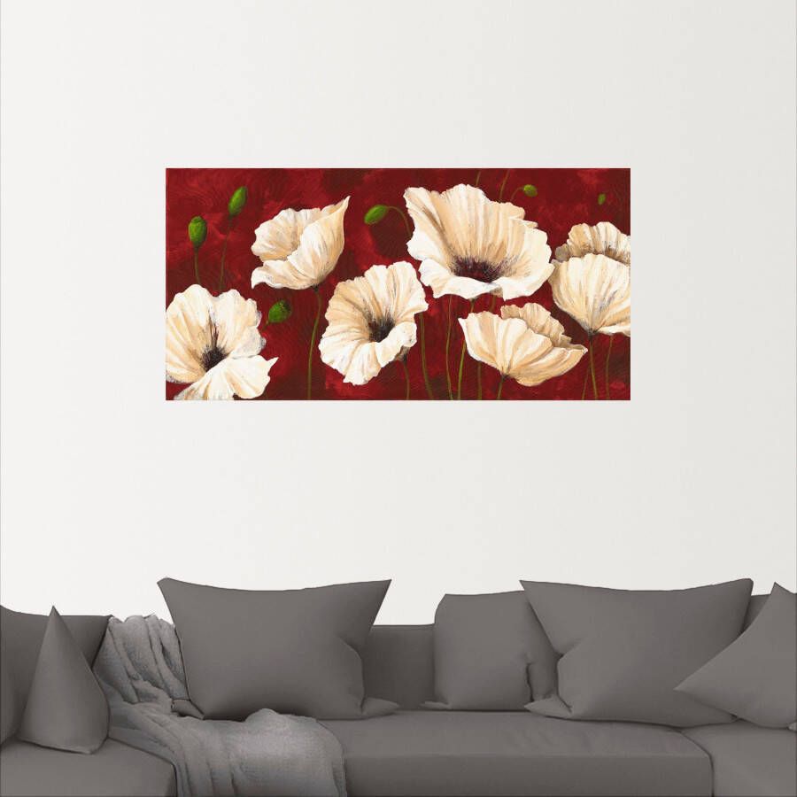 Artland Artprint Witte klaprozen voor rood als artprint van aluminium artprint voor buiten artprint op linnen poster muursticker