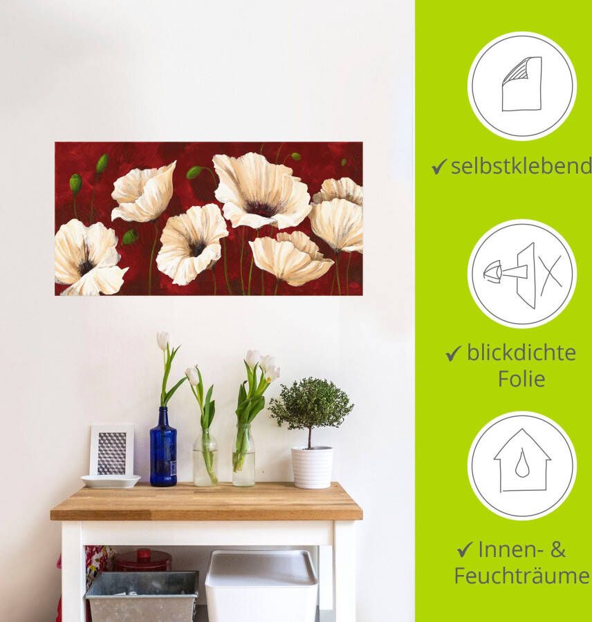 Artland Artprint Witte klaprozen voor rood als artprint van aluminium artprint voor buiten artprint op linnen poster muursticker