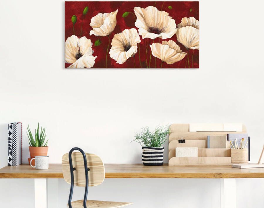 Artland Artprint Witte klaprozen voor rood als artprint van aluminium artprint voor buiten artprint op linnen poster muursticker