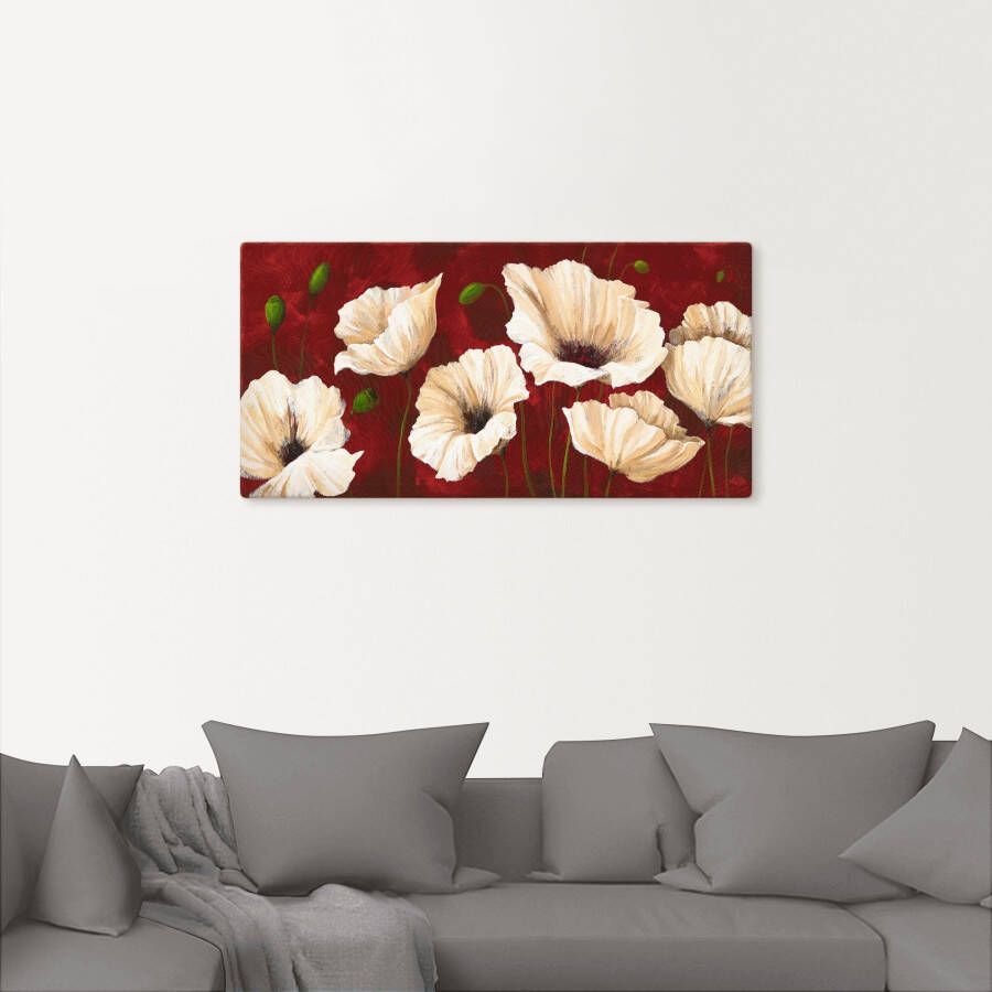 Artland Artprint Witte klaprozen voor rood als artprint van aluminium artprint voor buiten artprint op linnen poster muursticker