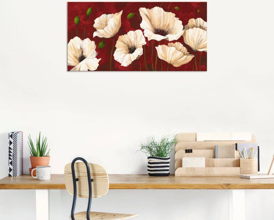 Artland Artprint Witte klaprozen voor rood als artprint van aluminium artprint voor buiten artprint op linnen poster muursticker