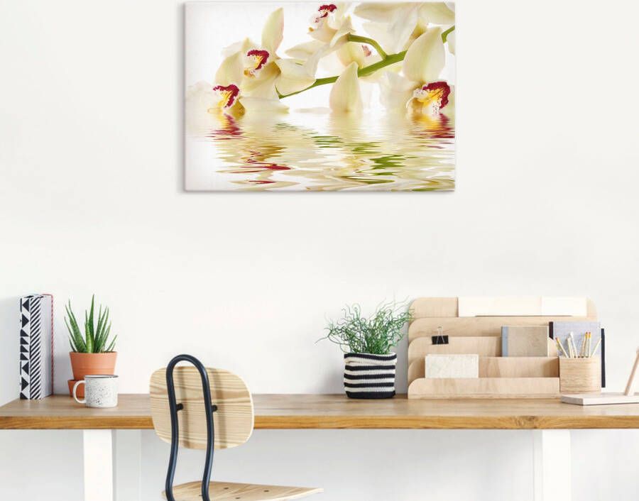 Artland Artprint Witte orchidee met waterreflectie als artprint op linnen poster in verschillende formaten maten