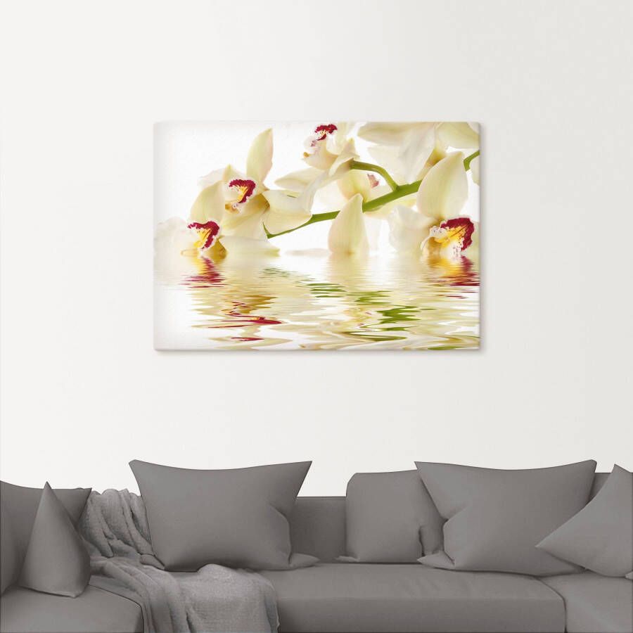 Artland Artprint Witte orchidee met waterreflectie als artprint op linnen poster in verschillende formaten maten