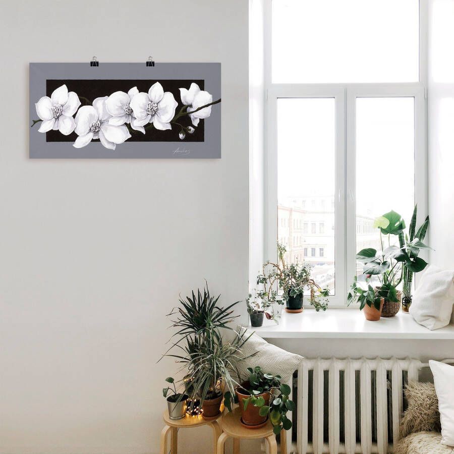 Artland Artprint Witte orchideeën op grijs als artprint van aluminium artprint voor buiten artprint op linnen poster muursticker